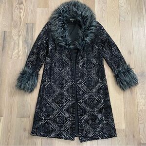 Tadashi Shoji Laser Cut Faux Fur Coat